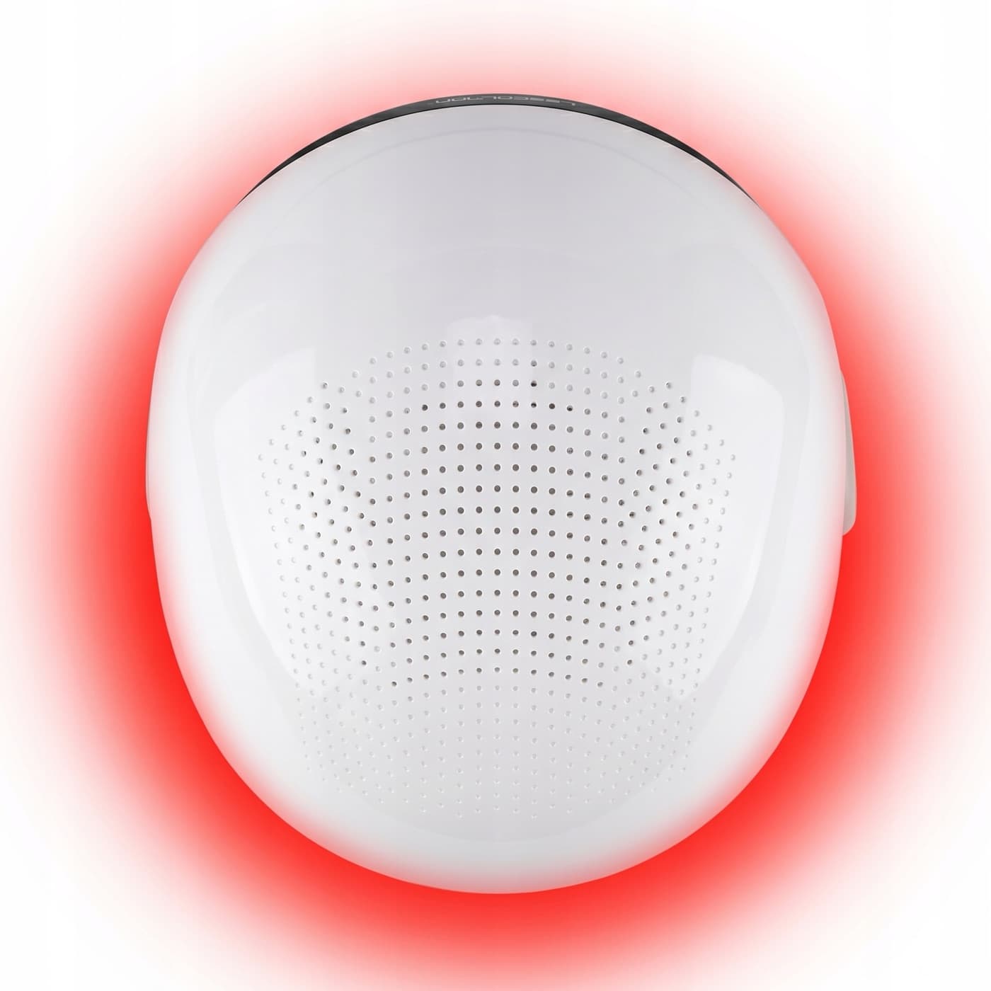 Kask JustHairs od góry — 162 punkty emisji w czerwonej poświacie