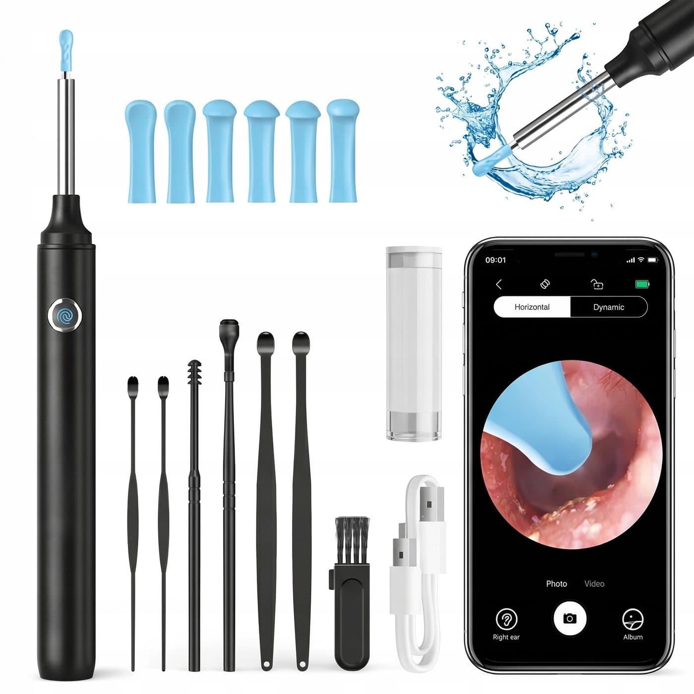 Smart otoskop FitbyMed Find U z końcówkami i podglądem ucha na telefonie