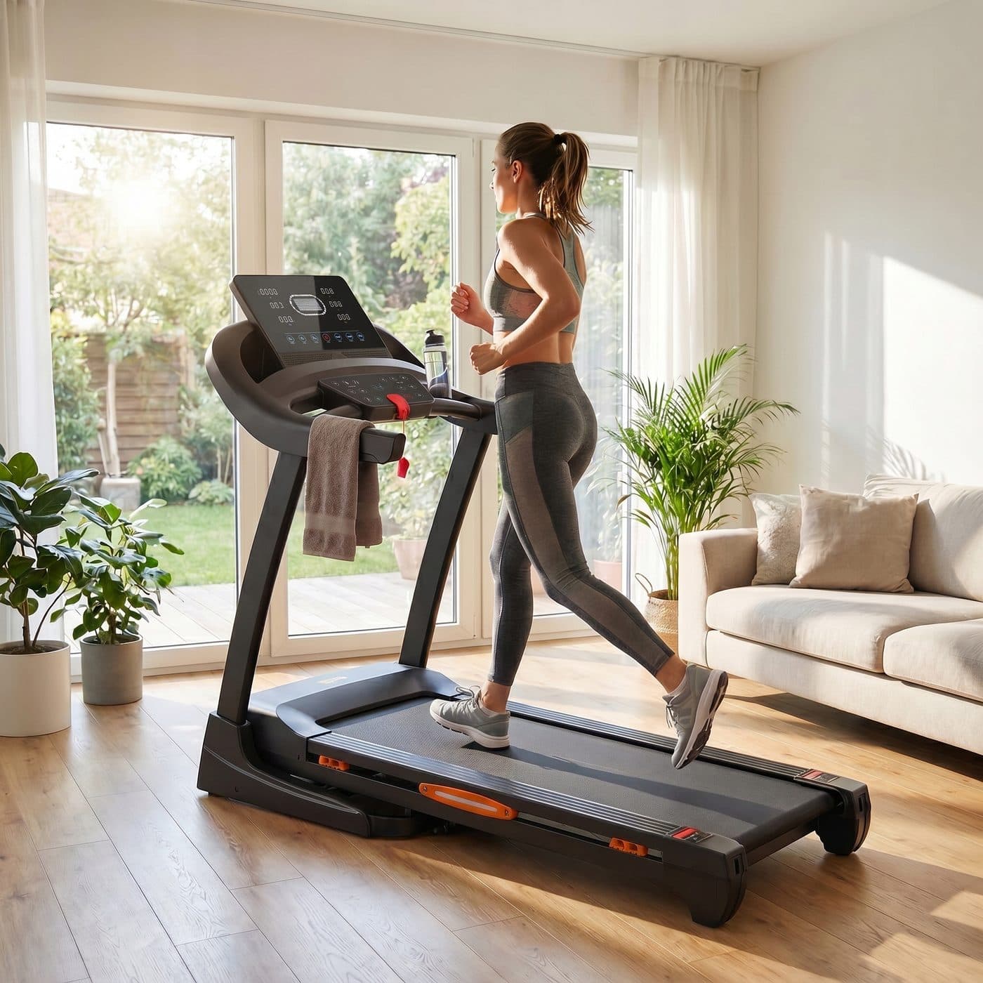 Bieżnia X-Runner przy oknie w jasnym salonie